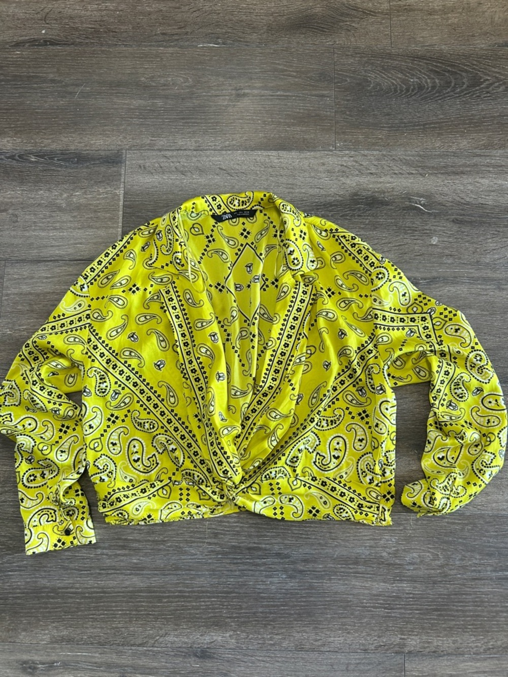Zara Yellow Paisley Wrap Blouse
